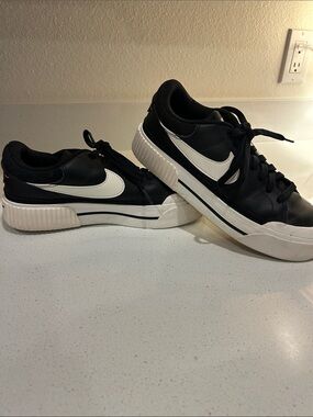 Nike Black and White Platform Low-Top Sneakers